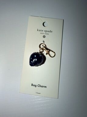 kate spade Navy Enamel Strawberry Charm with Gold Hardware